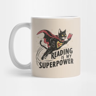 Reading is my Superpower | Cat | Book | Superhero Mug